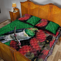 New Zealand Kereru And Pohutukawa Quilt Bed Set Maori Tribal Tattoo LT03 - Polynesian Pride
