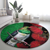 New Zealand Kereru And Pohutukawa Round Carpet Maori Tribal Tattoo LT03 - Polynesian Pride