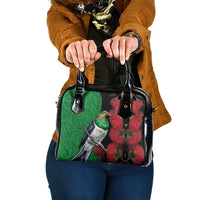 New Zealand Kereru And Pohutukawa Shoulder Handbag Maori Tribal Tattoo LT03 One Size Black - Polynesian Pride
