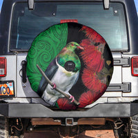New Zealand Kereru And Pohutukawa Spare Tire Cover Maori Tribal Tattoo LT03 Black - Polynesian Pride