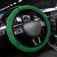 New Zealand Kereru And Pohutukawa Steering Wheel Cover Maori Tribal Tattoo LT03 Universal Fit Black - Polynesian Pride