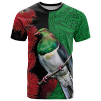 New Zealand Kereru And Pohutukawa T Shirt Maori Tribal Tattoo LT03 Black - Polynesian Pride