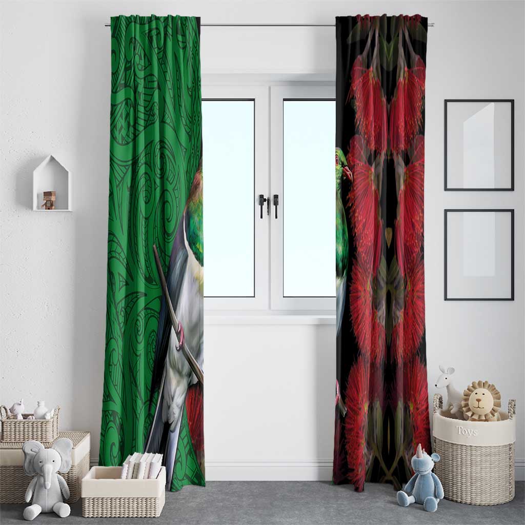 New Zealand Kereru And Pohutukawa Window Curtain Maori Tribal Tattoo LT03 - Polynesian Pride