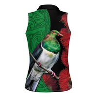 New Zealand Kereru And Pohutukawa Women Sleeveless Polo Shirt Maori Tribal Tattoo LT03 - Polynesian Pride