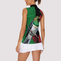 New Zealand Kereru And Pohutukawa Women Sleeveless Polo Shirt Maori Tribal Tattoo LT03 - Polynesian Pride