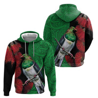 New Zealand Kereru And Pohutukawa Zip Hoodie Maori Tribal Tattoo LT03 - Polynesian Pride
