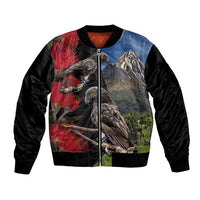 New Zealand Kea And Pohutukawa Bomber Jacket With The Mountain Landscape LT03 Unisex Black - Polynesian Pride