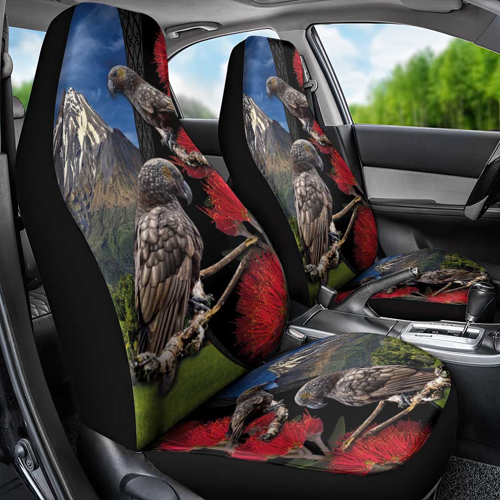 New Zealand Kea And Pohutukawa Car Seat Cover With The Mountain Landscape LT03 - Polynesian Pride
