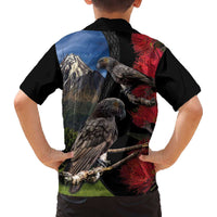 New Zealand Kea And Pohutukawa Family Matching Off The Shoulder Long Sleeve Dress and Hawaiian Shirt With The Mountain Landscape LT03 - Polynesian Pride