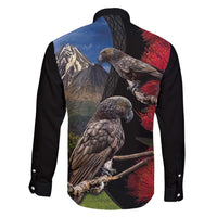 New Zealand Kea And Pohutukawa Family Matching Short Sleeve Bodycon Dress and Hawaiian Shirt With The Mountain Landscape LT03 - Polynesian Pride