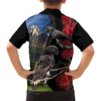 New Zealand Kea And Pohutukawa Family Matching Summer Maxi Dress and Hawaiian Shirt With The Mountain Landscape LT03 - Polynesian Pride