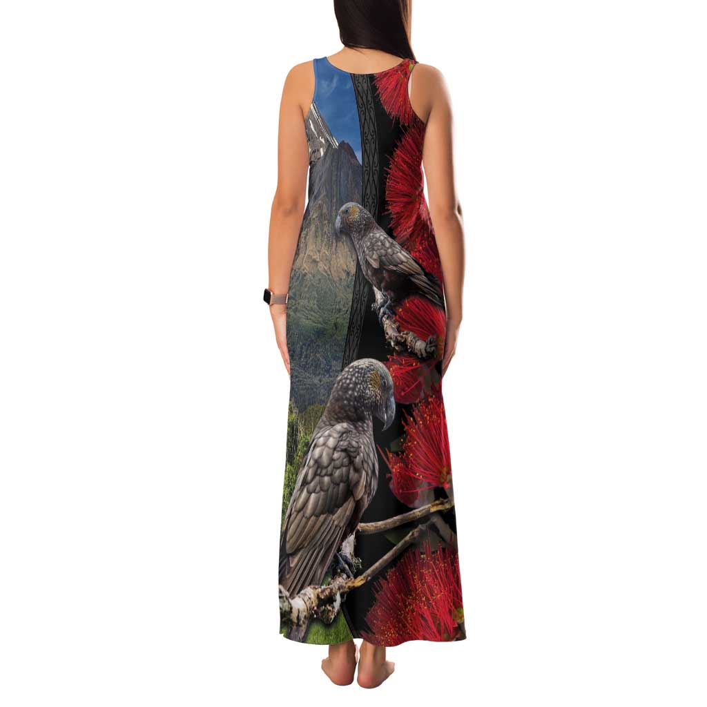 New Zealand Kea And Pohutukawa Family Matching Tank Maxi Dress and Hawaiian Shirt With The Mountain Landscape LT03 - Polynesian Pride