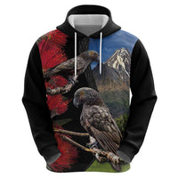 New Zealand Kea And Pohutukawa Hoodie With The Mountain Landscape LT03 - Polynesian Pride