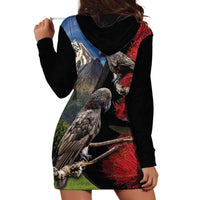 New Zealand Kea And Pohutukawa Hoodie Dress With The Mountain Landscape LT03 - Polynesian Pride