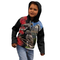New Zealand Kea And Pohutukawa Kid Hoodie With The Mountain Landscape LT03 - Polynesian Pride