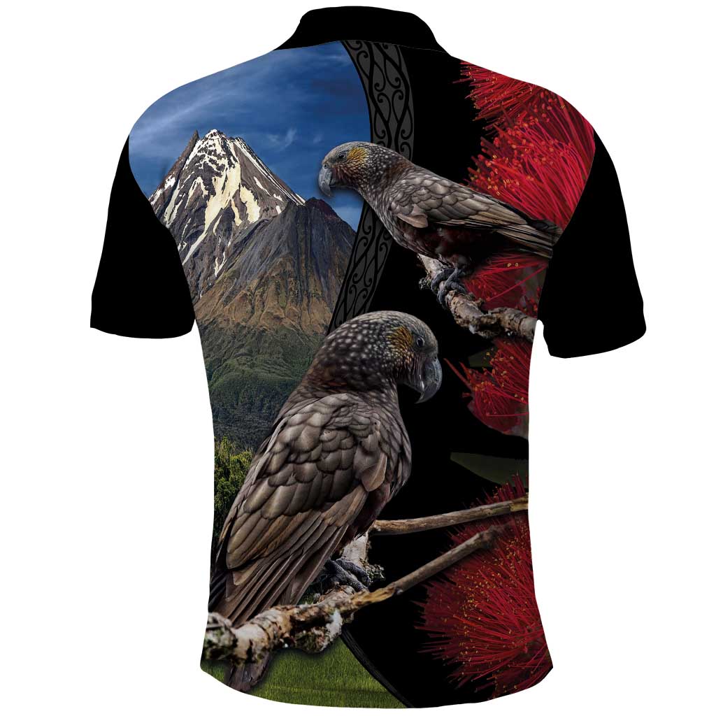 New Zealand Kea And Pohutukawa Polo Shirt With The Mountain Landscape LT03 - Polynesian Pride