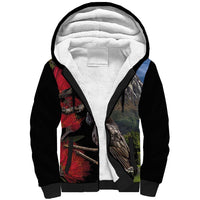 New Zealand Kea And Pohutukawa Sherpa Hoodie With The Mountain Landscape LT03 Unisex Black - Polynesian Pride