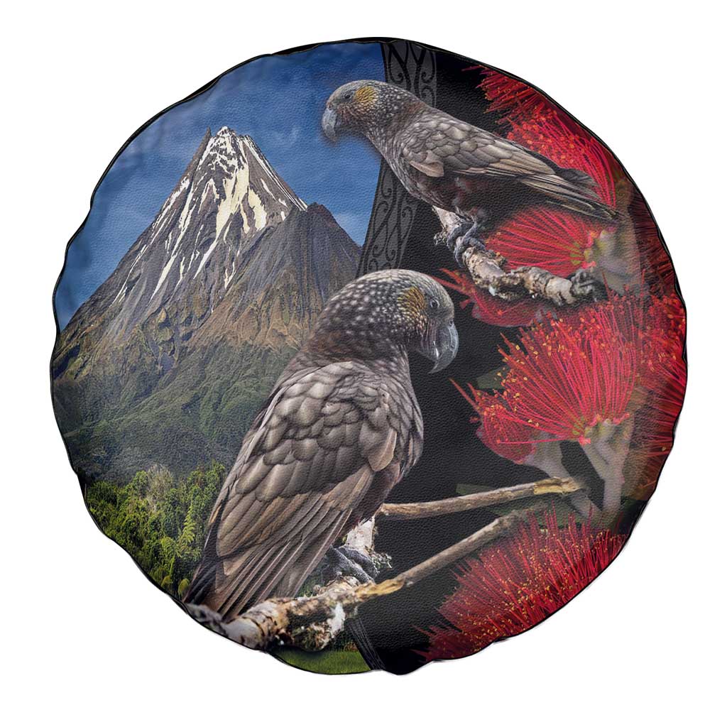 New Zealand Kea And Pohutukawa Spare Tire Cover With The Mountain Landscape LT03 - Polynesian Pride