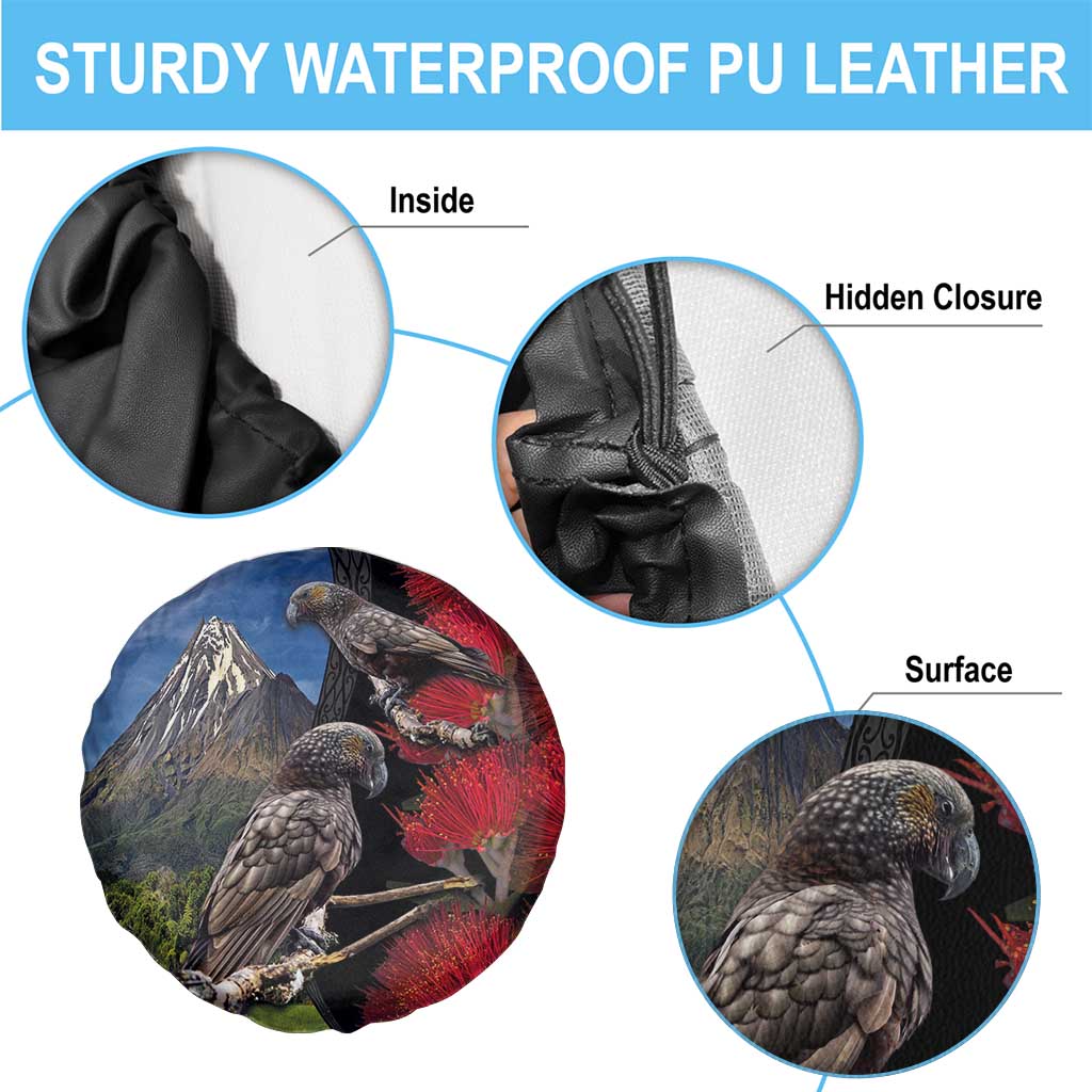 New Zealand Kea And Pohutukawa Spare Tire Cover With The Mountain Landscape LT03 - Polynesian Pride
