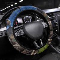 New Zealand Kea And Pohutukawa Steering Wheel Cover With The Mountain Landscape LT03 Universal Fit Black - Polynesian Pride