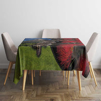 New Zealand Kea And Pohutukawa Tablecloth With The Mountain Landscape LT03 - Polynesian Pride