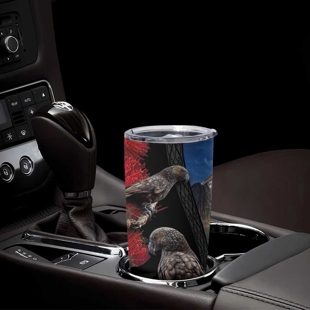 New Zealand Kea And Pohutukawa Tumbler Cup With The Mountain Landscape LT03 - Polynesian Pride