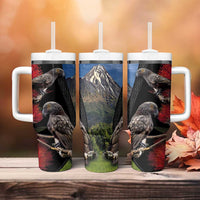 New Zealand Kea And Pohutukawa Tumbler With Handle With The Mountain Landscape LT03 - Polynesian Pride
