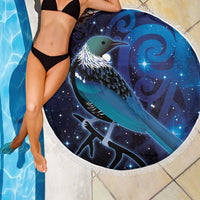 New Zealand Tui Bird Beach Blanket The Pleiades Star Cluster and Koru Tribal Tattoo Galaxy Vibe LT03 - Polynesian Pride