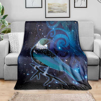 New Zealand Tui Bird Blanket The Pleiades Star Cluster and Koru Tribal Tattoo Galaxy Vibe LT03 - Polynesian Pride