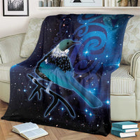 New Zealand Tui Bird Blanket The Pleiades Star Cluster and Koru Tribal Tattoo Galaxy Vibe LT03 - Polynesian Pride