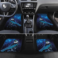 New Zealand Tui Bird Car Mats The Pleiades Star Cluster and Koru Tribal Tattoo Galaxy Vibe LT03 Set 4pcs Blue - Polynesian Pride