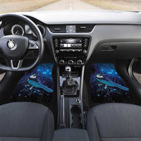 New Zealand Tui Bird Car Mats The Pleiades Star Cluster and Koru Tribal Tattoo Galaxy Vibe LT03 Set 2pcs - Front Blue - Polynesian Pride