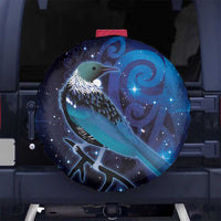 New Zealand Tui Bird Spare Tire Cover The Pleiades Star Cluster and Koru Tribal Tattoo Galaxy Vibe LT03 - Polynesian Pride
