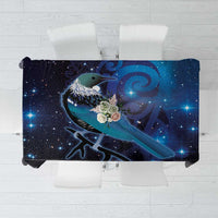 New Zealand Tui Bird Tablecloth The Pleiades Star Cluster and Koru Tribal Tattoo Galaxy Vibe LT03 Blue - Polynesian Pride