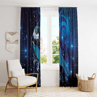 New Zealand Tui Bird Window Curtain The Pleiades Star Cluster and Koru Tribal Tattoo Galaxy Vibe LT03 - Polynesian Pride