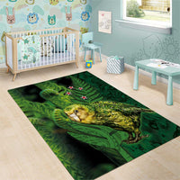New Zealand Kkp Area Rug Silver Fern with Close up of Green Fern Leaves and Maori Tattoo LT03 - Polynesian Pride