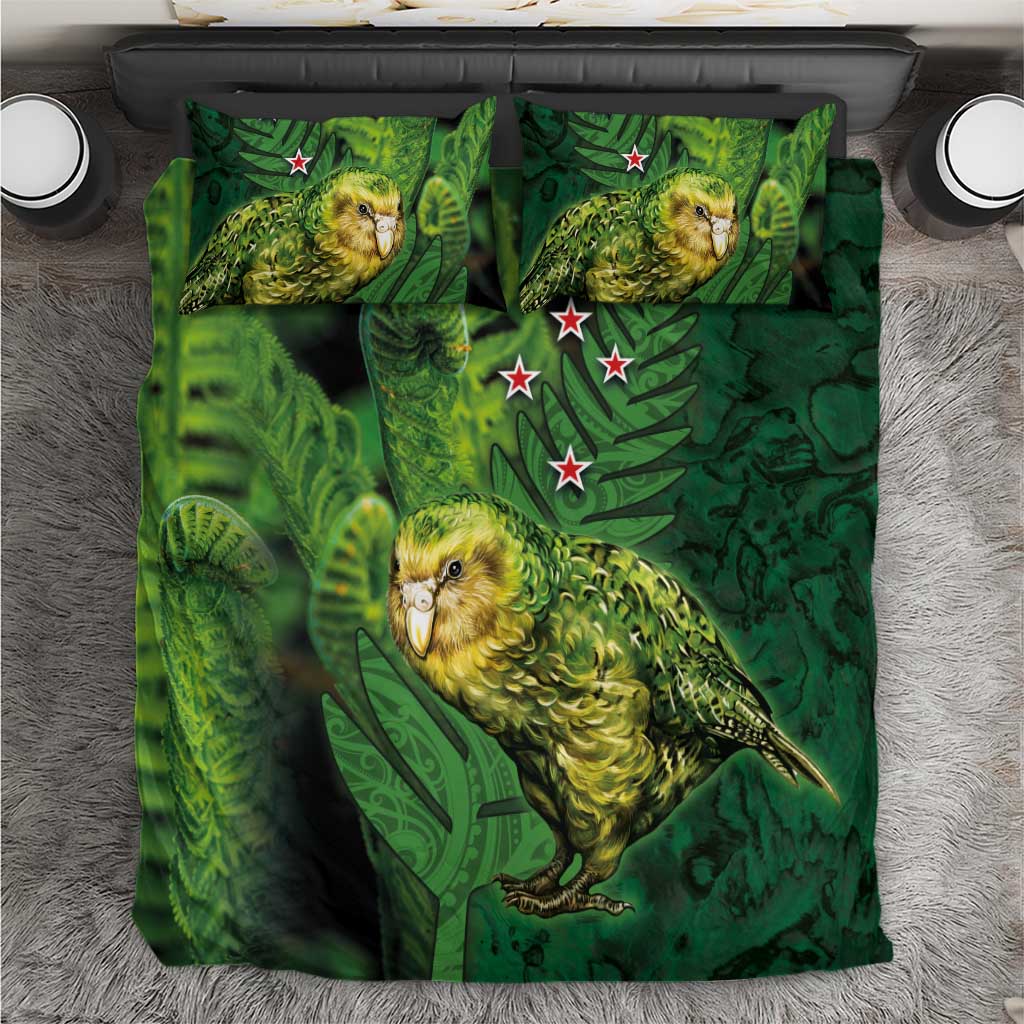 New Zealand Kkp Bedding Set Silver Fern with Close up of Green Fern Leaves and Maori Tattoo LT03 Green - Polynesian Pride