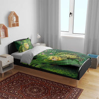 New Zealand Kkp Bedding Set Silver Fern with Close up of Green Fern Leaves and Maori Tattoo LT03 - Polynesian Pride