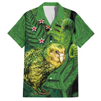 New Zealand Kkp Family Matching Long Sleeve Bodycon Dress and Hawaiian Shirt Silver Fern with Close up of Green Fern Leaves and Maori Tattoo LT03 Dad's Shirt - Short Sleeve Green - Polynesian Pride