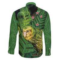 New Zealand Kkp Family Matching Short Sleeve Bodycon Dress and Hawaiian Shirt Silver Fern with Close up of Green Fern Leaves and Maori Tattoo LT03 - Polynesian Pride