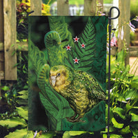 New Zealand Kkp Garden Flag Silver Fern with Close up of Green Fern Leaves and Maori Tattoo LT03 Garden Flag Green - Polynesian Pride