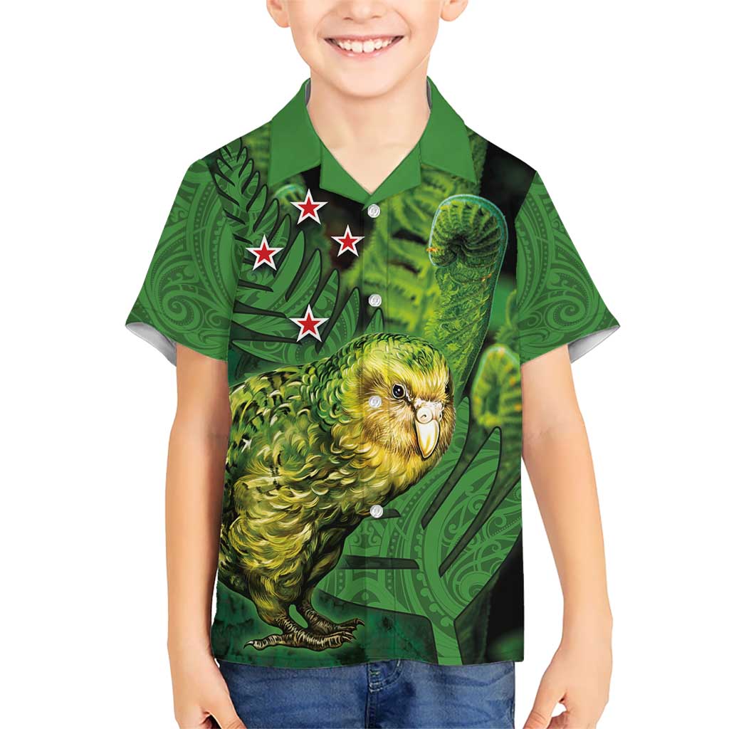 New Zealand Kkp Hawaiian Shirt Silver Fern with Close up of Green Fern Leaves and Maori Tattoo LT03 - Polynesian Pride