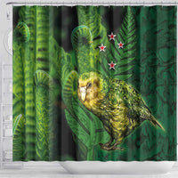 New Zealand Kkp Shower Curtain Silver Fern with Close up of Green Fern Leaves and Maori Tattoo LT03 - Polynesian Pride