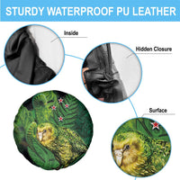 New Zealand Kkp Spare Tire Cover Silver Fern with Close up of Green Fern Leaves and Maori Tattoo LT03 - Polynesian Pride
