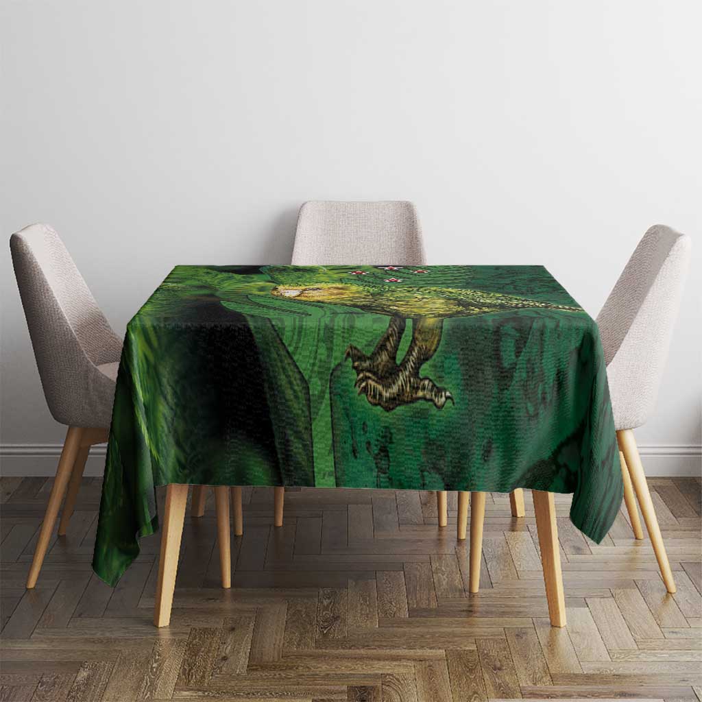 New Zealand Kkp Tablecloth Silver Fern with Close up of Green Fern Leaves and Maori Tattoo LT03 - Polynesian Pride
