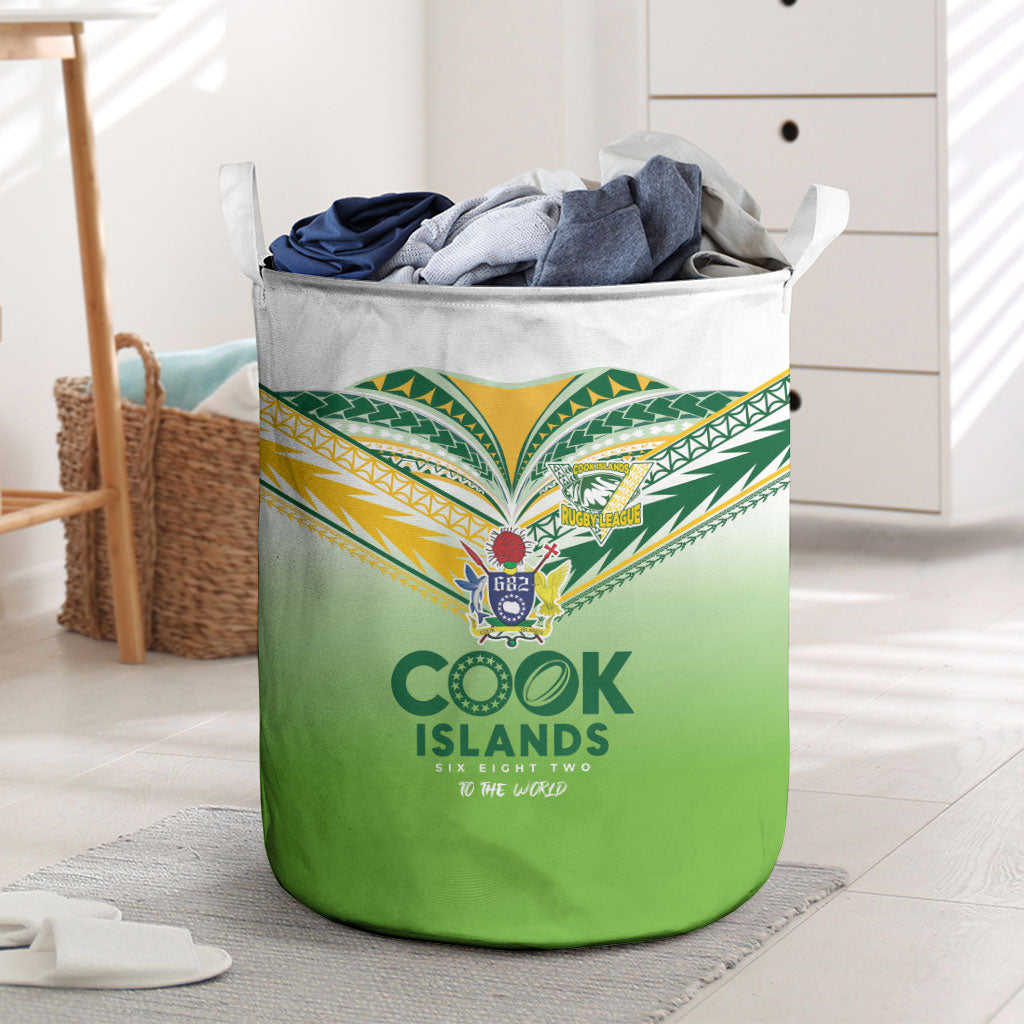 Cook Islands Rugby Laundry Basket Six Eight Two to The World - Tatau Tribal Motif