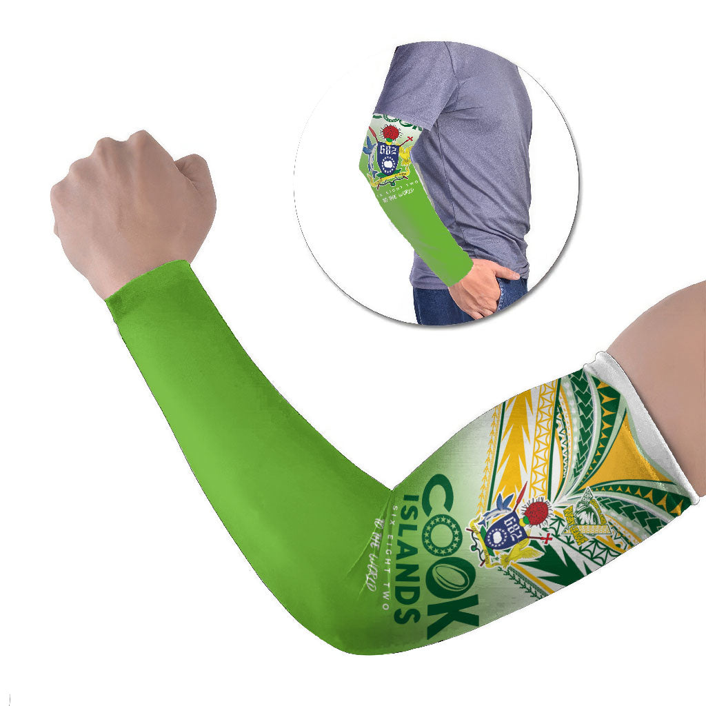 Cook Islands Rugby Arm Sleeves Six Eight Two to The World - Tatau Tribal Motif