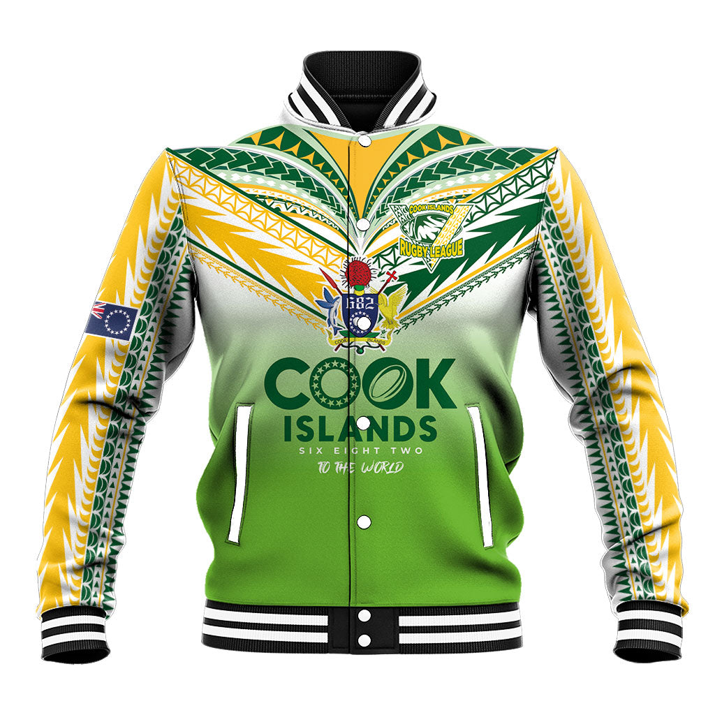 Cook Islands Rugby Baseball Jacket Six Eight Two to The World - Tatau Tribal Motif