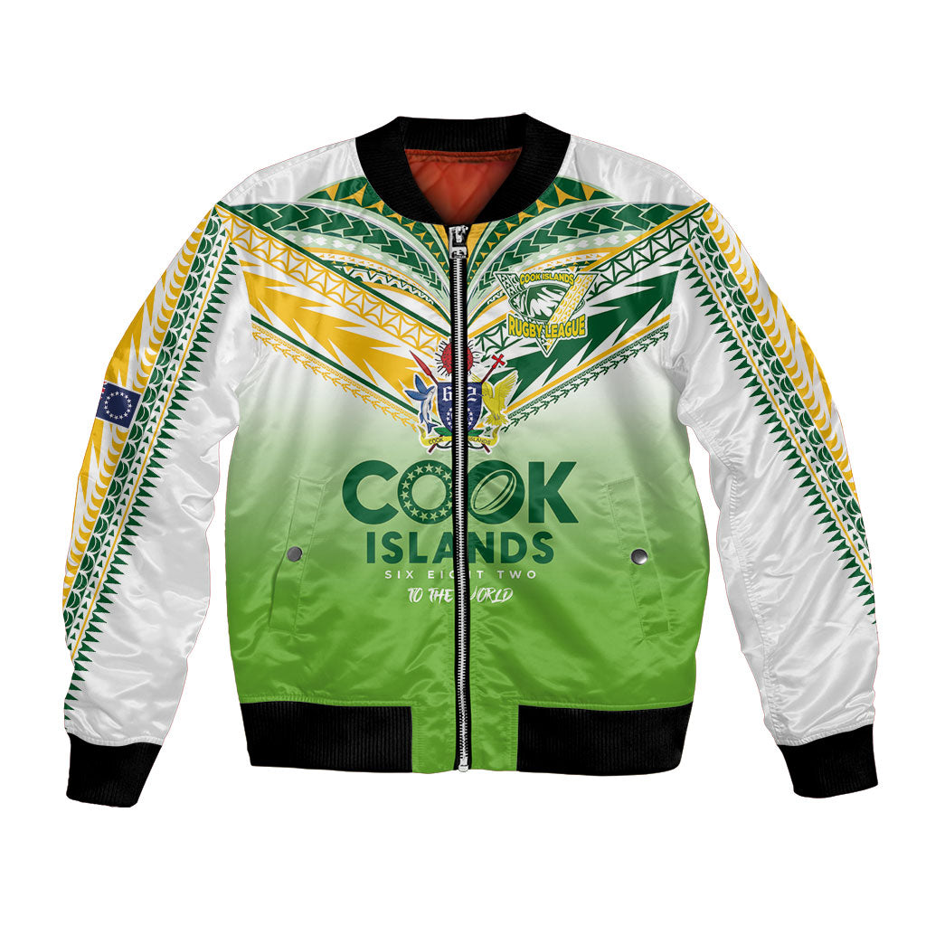 Cook Islands Rugby Bomber Jacket Six Eight Two to The World - Tatau Tribal Motif