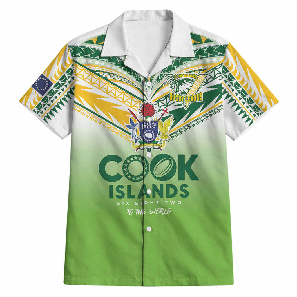 Cook Islands Rugby Hawaiian Shirt Six Eight Two to The World - Tatau Tribal Motif